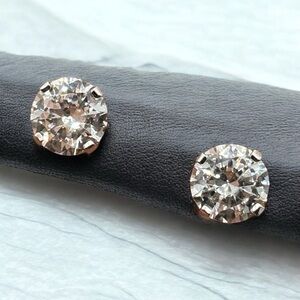 Epiphany‎ Platinum Clad Diamonique Round Stud Earrings .925 CZ Classic 2 cttw
